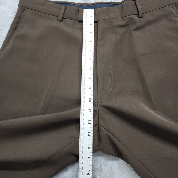 Kenneth Cole Reaction Pants Mens 36X34 Brown Micro Polyester Straight Leg Office - Picture 6 of 9